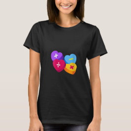 Womens Valentines Day Hearts With Math Symbols Tea Tシャツ