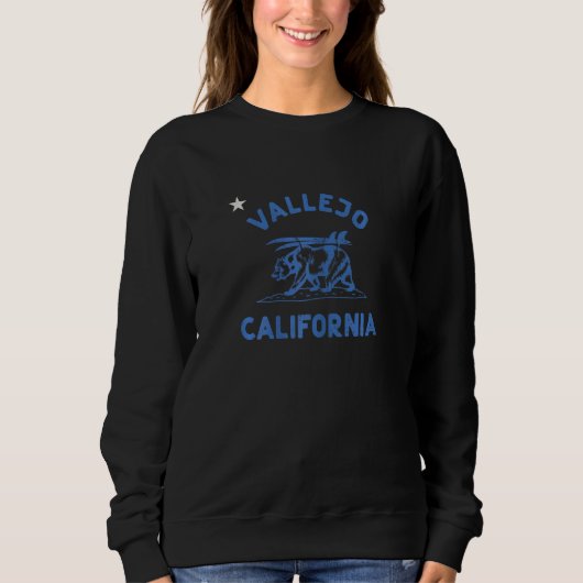 Womens Vallejo California Beach Flag Bear Surf Ca  スウェットシャツ (正面)
