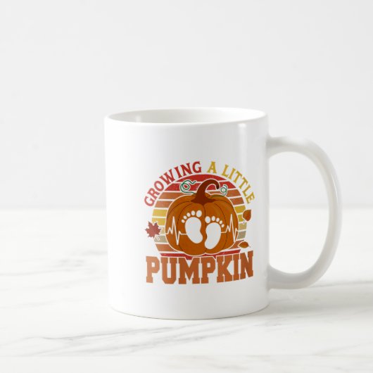Womens Vintage Growing Little Thanksgiving Pumpkin コーヒーマグカップ (右)
