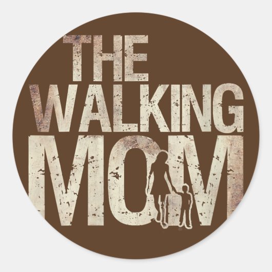 Womens Walking Mom Zombie Woman And Kid Mother's ラウンドシール (正面)