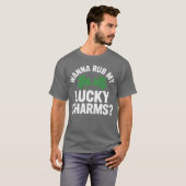 Womens Wanna Rub My Lucky Charms Adult St Patricks Tシャツ (正面フル)