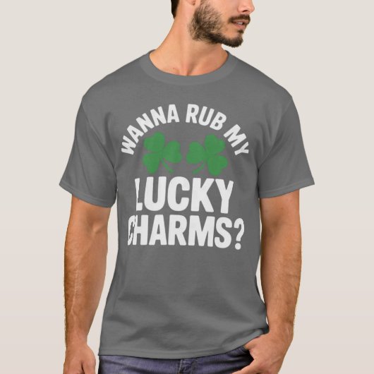 Womens Wanna Rub My Lucky Charms Adult St Patricks Tシャツ (正面)