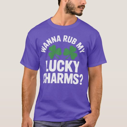 Womens Wanna Rub My Lucky Charms Adult St Patricks Tシャツ (正面)