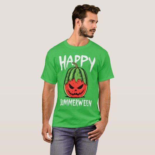 Womens Watermelon Jackolantern Summer Halloween Ha Tシャツ (正面フル)