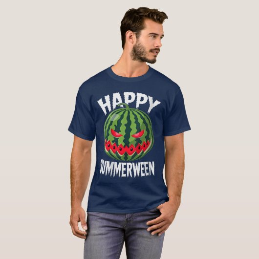 Womens Watermelon Jackolantern Summer Halloween Ha Tシャツ (正面フル)