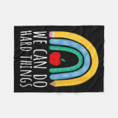 Womens We Can Do Hard Things Motivational Teacher  フリースブランケット (正面(横))