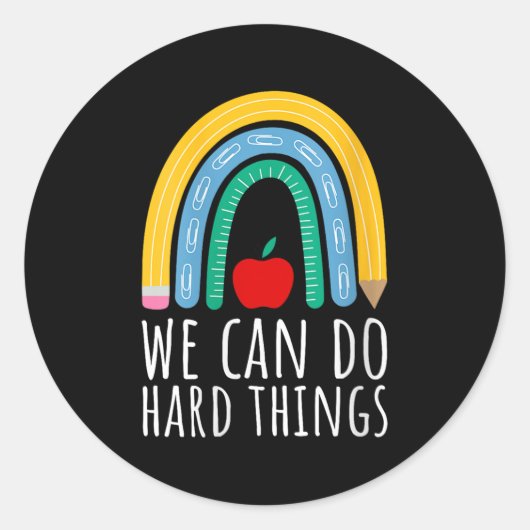 Womens We Can Do Hard Things Motivational Teacher ラウンドシール (正面)