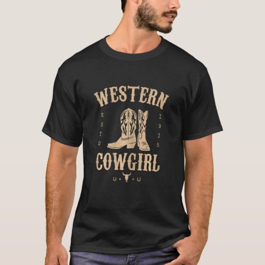 Womens Western Cowgirl Yeehaw Hippie Boho Cow Bull Tシャツ (正面)