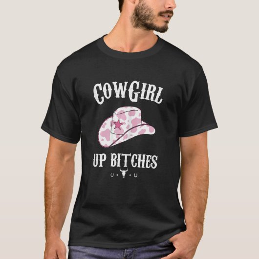 Womens Western Cowgirl Yeehaw Hippie Boho Cow Bull Tシャツ (正面)