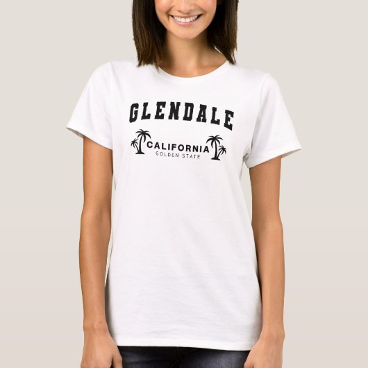 Women's White Glendale,カリフォルニア Tシャツ (正面)