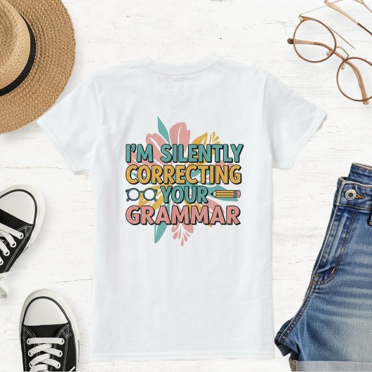 Women's White T-Shirt with Irony and Funny Sarcast Tシャツ