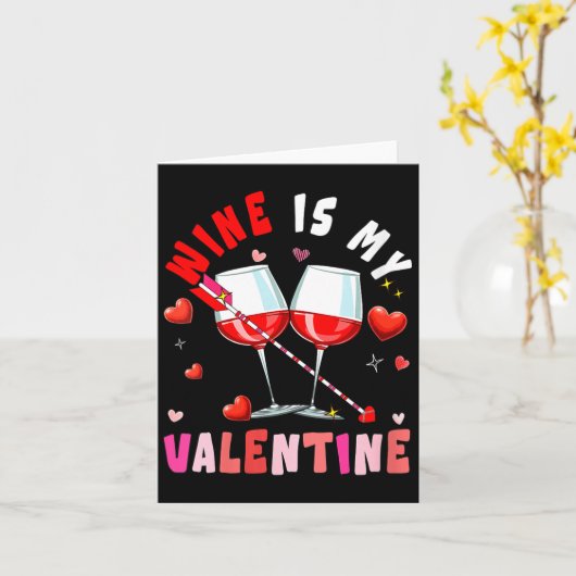 Women's Wine Is My Valentine Hearts Matching Drink カード (黄色い花)