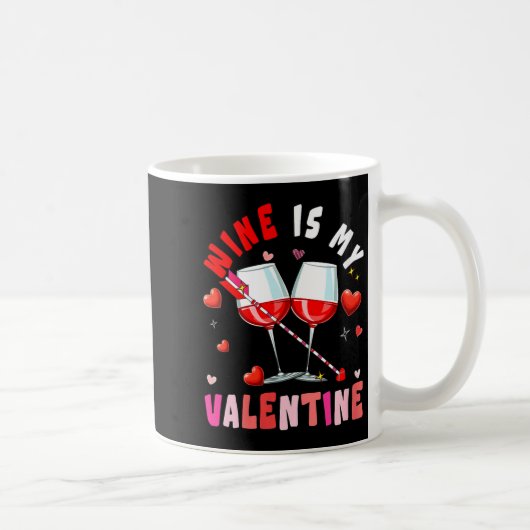 Women's Wine Is My Valentine Hearts Matching Drink コーヒーマグカップ (右)