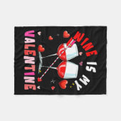 Women's Wine Is My Valentine Hearts Matching Drink フリースブランケット (正面(横))