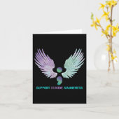 Womens Wings Semicolon Support Suicide Awareness T カード (黄色い花)