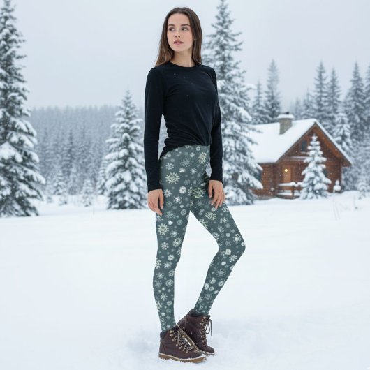 Women's Winter Print Leggings - Warm & Soft Pants  レギンス