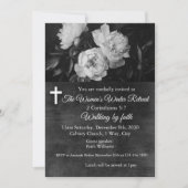 Women's Winter Retreat Black Floral Church 招待状 (正面)