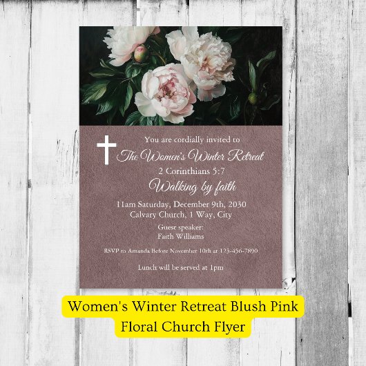 Women's Winter Retreat Blush Pink Floral Church チラシ