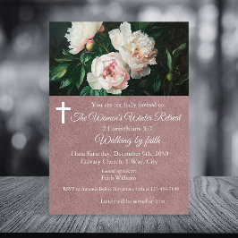 Women's Winter Retreat Pink Floral Church 招待状