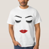Womens Women Eyelash Red Lips Print Graphic Cute F Tシャツ (正面)