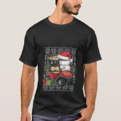 Womens Xmas Sweater Style Ugly Santa Hat Golf Cart Tシャツ (正面)