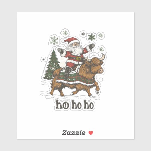 Womens Xmas Tree Lighting Santa Riding Highland Co シール (シート)