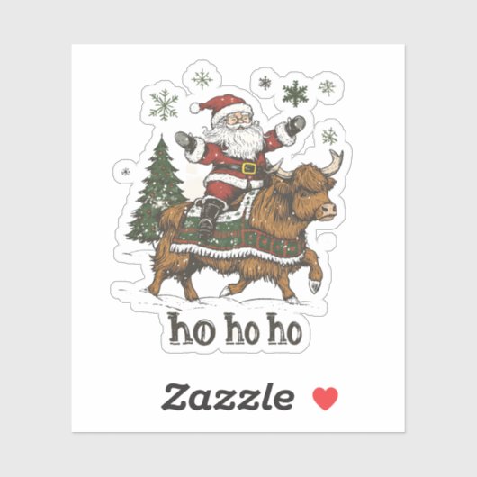 Womens Xmas Tree Lighting Santa Riding Highland Co シール (シート)