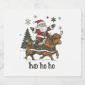 Womens Xmas Tree Lighting Santa Riding Highland Co スパークリングワインラベル (シングルラベル)