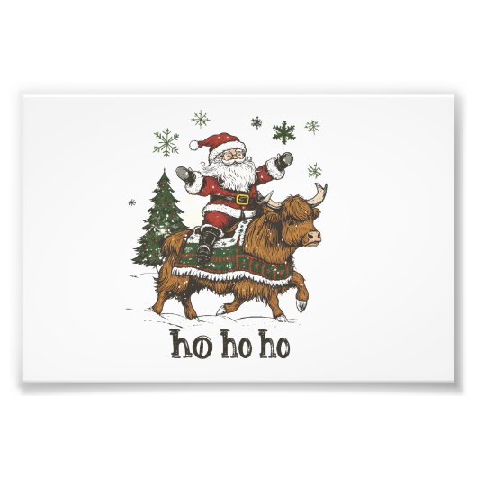 Womens Xmas Tree Lighting Santa Riding Highland Co フォトプリント (正面)