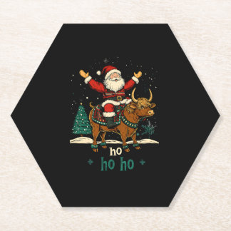 Womens Xmas Tree Lighting Santa Riding Highland Co ペーパーコースター