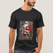 Womens Xmas Ugly Santa Riding Rhodesian Ridgeback Tシャツ (正面)