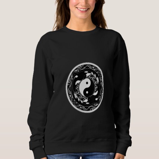 Womens Yin Yang Orcas V Neck スウェットシャツ (正面)