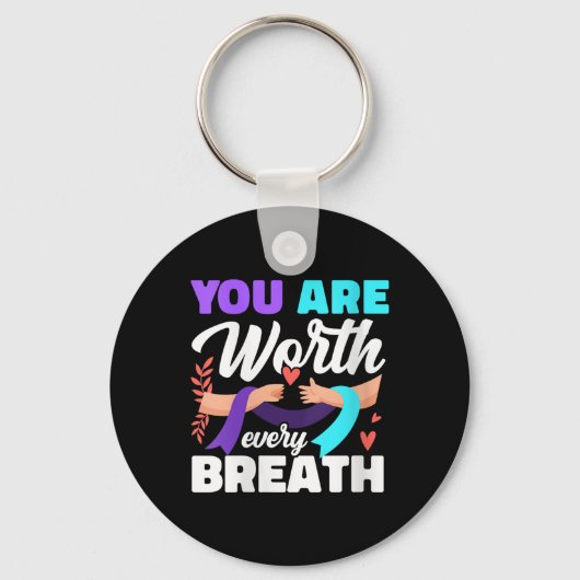 Womens You Are Worth Every Breath Depression Aware キーホルダー (正面)
