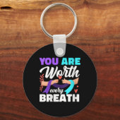 Womens You Are Worth Every Breath Depression Aware キーホルダー (正面)