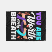 Womens You Are Worth Every Breath Depression Aware フリースブランケット (正面(横))