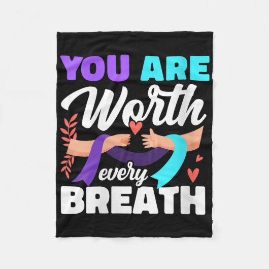 Womens You Are Worth Every Breath Depression Aware フリースブランケット (正面)
