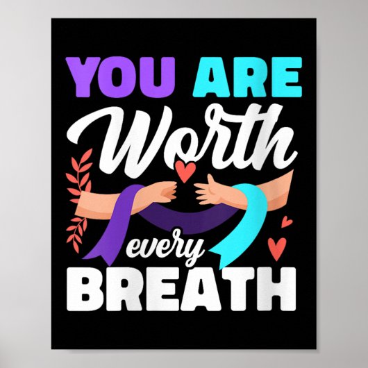 Womens You Are Worth Every Breath Depression Aware ポスター (正面)