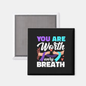 Womens You Are Worth Every Breath Depression Aware マグネット (正面/裏面)