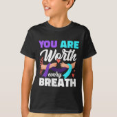 Womens You Are Worth Every Breath Depression Aware Tシャツ (正面)