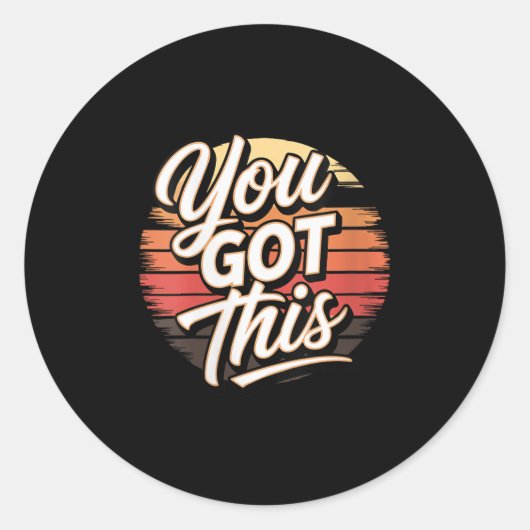 Womens You Got This – Retro-insred Motivational V- ラウンドシール (正面)
