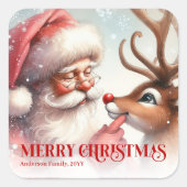 Wonder Personalized Santa Rudolph Christmas Sticke スクエアシール (正面)