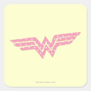 Wonder Woman Colorful Pink Floral Logo スクエアシール