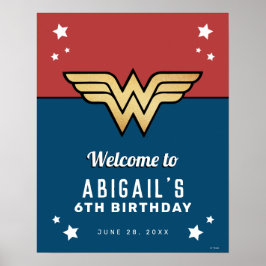 Wonder Woman Golden Logo Birthday Welcome Sign ポスター