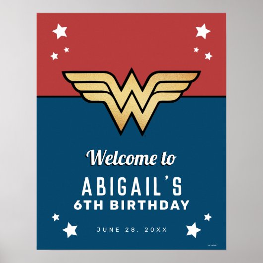 Wonder Woman Golden Logo Birthday Welcome Sign ポスター (正面)