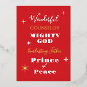 Wonderful Counselor Names of Jesus Christmas 箔シーズンカード (正面)