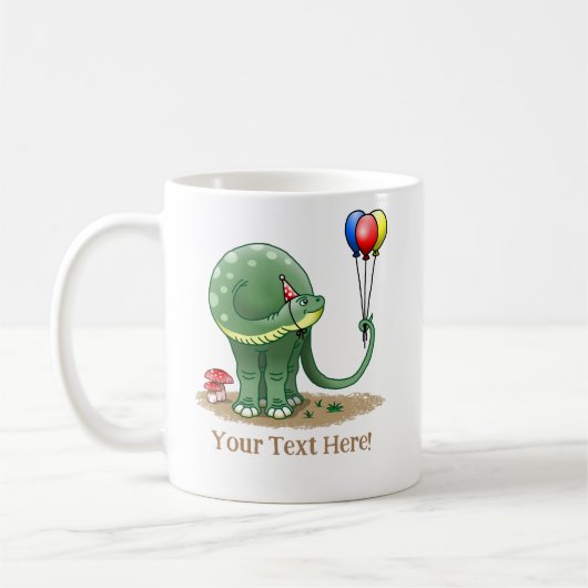 Wonderful Dinosaur Holding the Birthday Balloons コーヒーマグカップ (左)