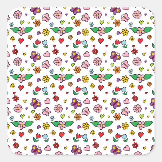 Wonderful Flowers Design スクエアシール (正面)