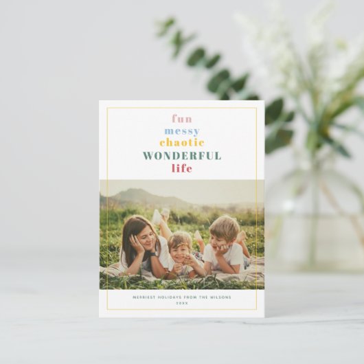 Wonderful Lifeあなたのカスタム文字モダンおもしろい写真 シーズンポストカード (スタンド正面)