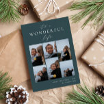 Wonderful Life | 6 Photo Collage シーズンカード<br><div class="desc">Share cheer with these modern holiday cards featuring 6 of your favorite photos in a grid collage layout on a dark green background. "It's A Wonderful Life" appears at the top in white hand lettered calligraphy and classic serif lettering. Personalize with your custom holiday greeting, family name and the year...</div>