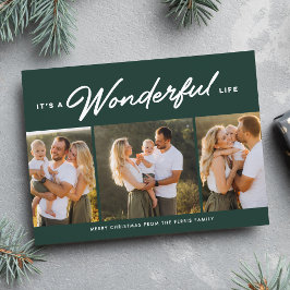 Wonderful life three photo green Christmas  シーズンカード